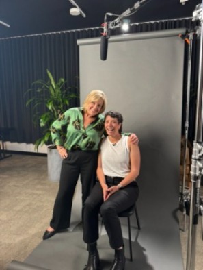 Adele Zanati with one of her temporary candidates - Kylie, being filmed for video campaign
